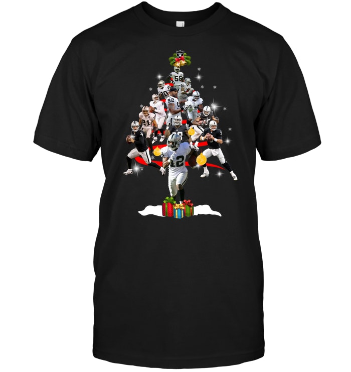 Oakland Raiders "players Christmas Tree" Holiday T-Shirt
